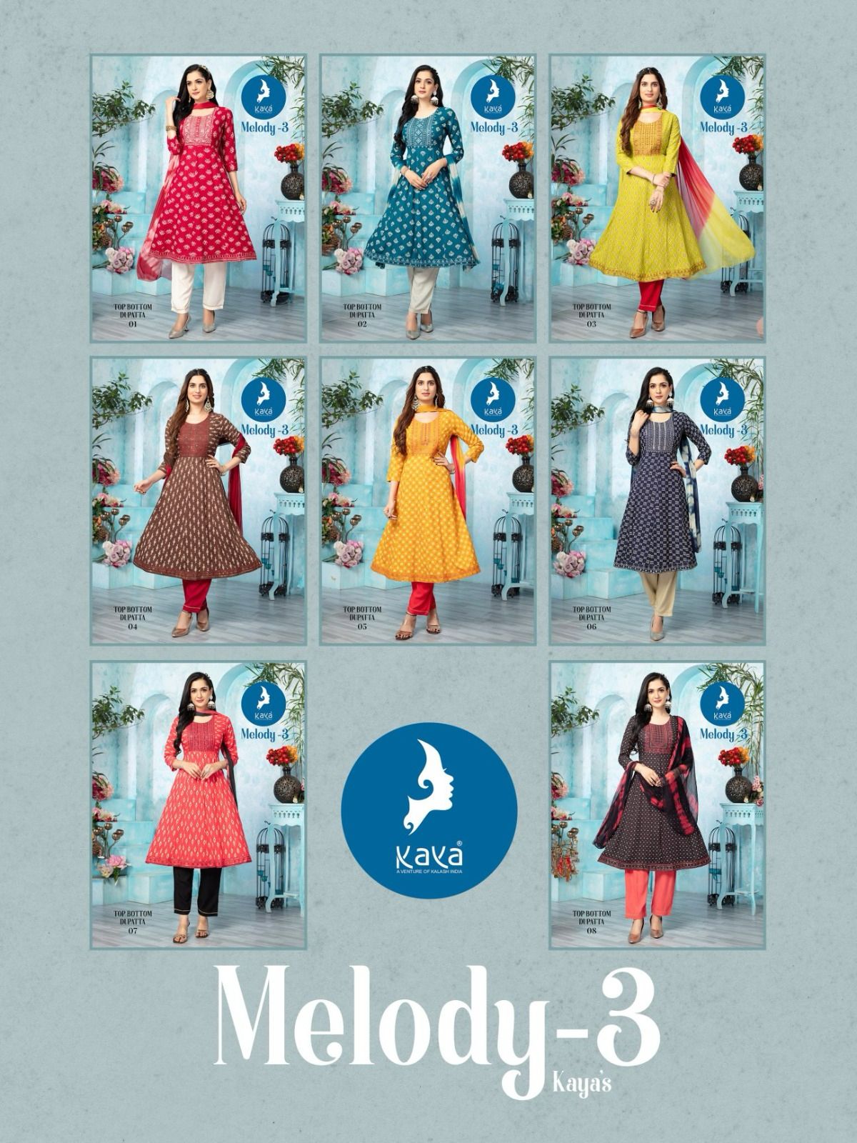 Melody 3 By Kaya Rayon Kurti With Bottom Dupatta Suppliers In Mumbai